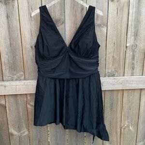 Torrid Swim Dress‎ Wireless Asymmetrical One-Piece Black Short Swim Dress Size 3